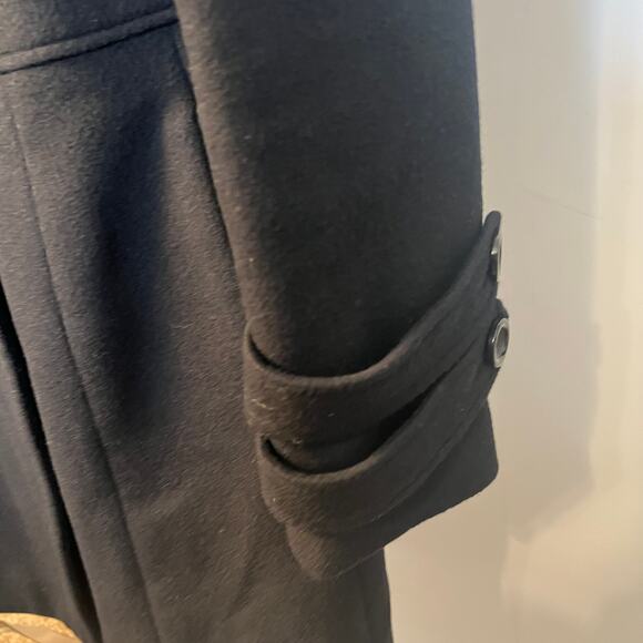 Bebe, Black Wool Jacket with Rabbit Fur Collar Size L - Picture 5 of 10